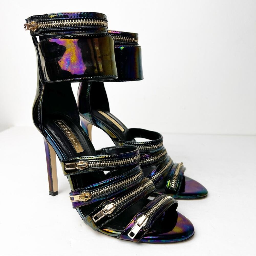 SZ 7 BCBGeneration Ankle Cuff Multicolor Translucent Zipper Heels